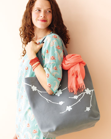 Tote Bag with cherry branches